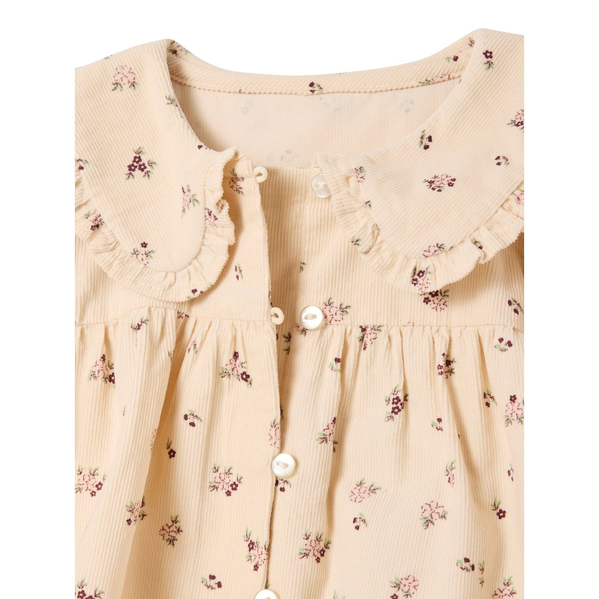 Blouse imprimée en velours vanille, VERTBAUDET