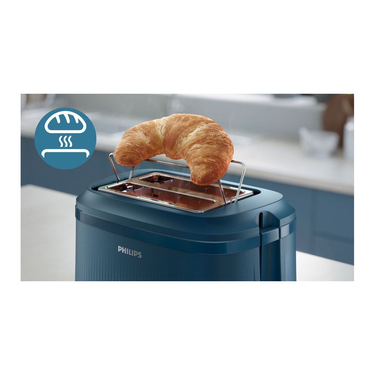 Grille-pain HD2511/70 Toaster bleu Série 3000, 2 fentes, 900W couleur unique, PHILIPS