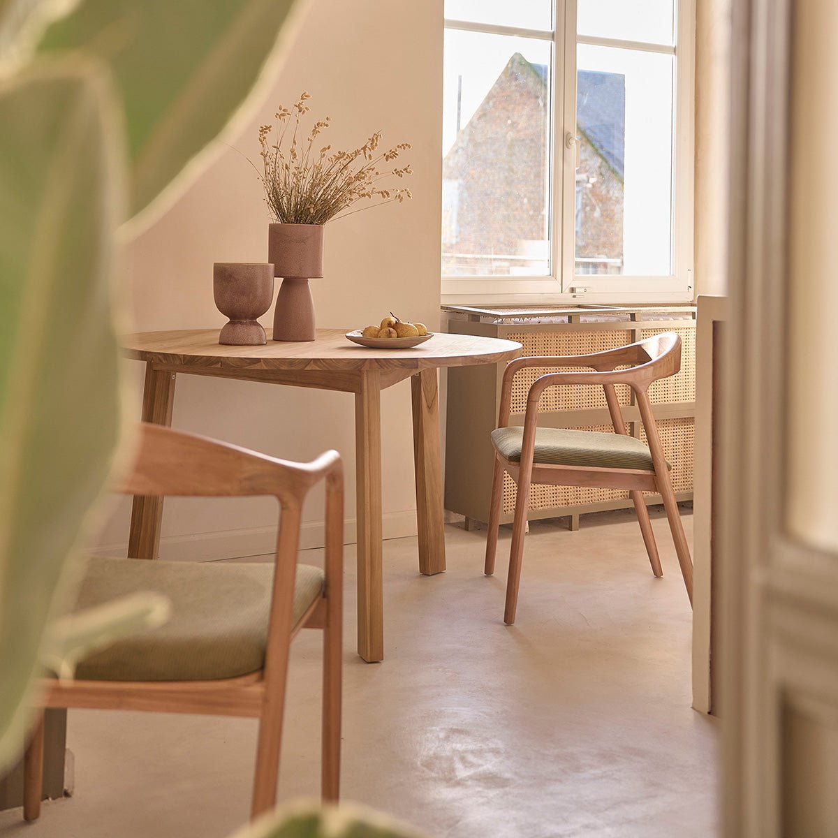 Table en teck massif ronde 4 pers. ALDO naturel, BERAH GETAH