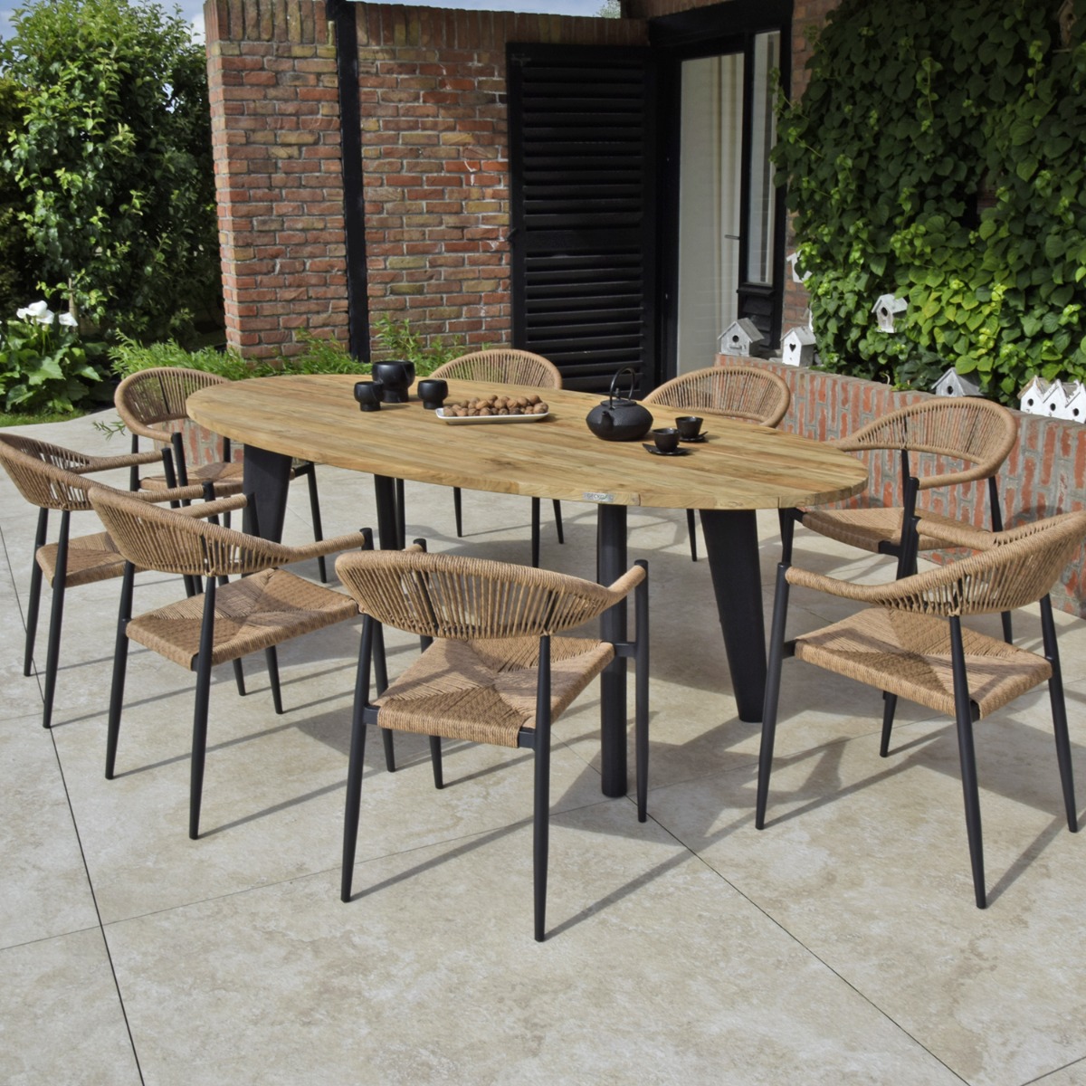 Table en teck recyclé 240 cm, Elfe naturel, GECKO JARDIN
