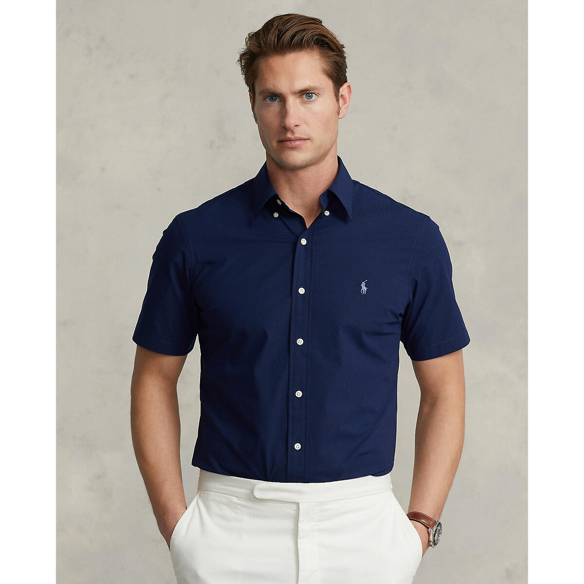 Cotton short sleeve shirt navy blue Polo Ralph Lauren La Redoute