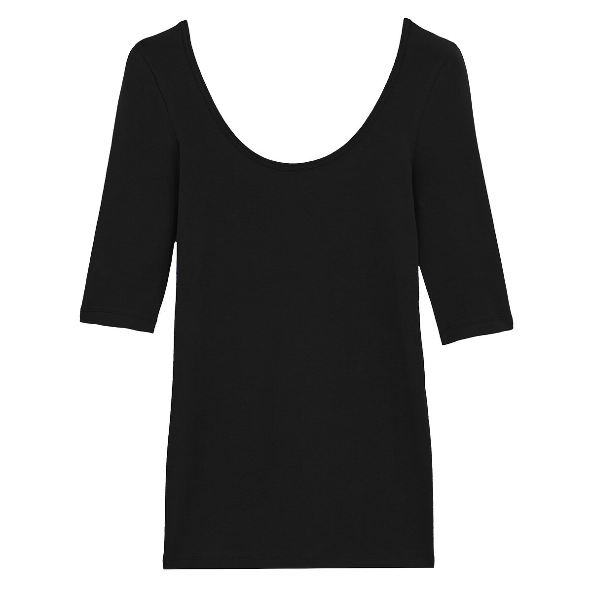 T-shirt met wijde hals zwart, LA REDOUTE COLLECTIONS