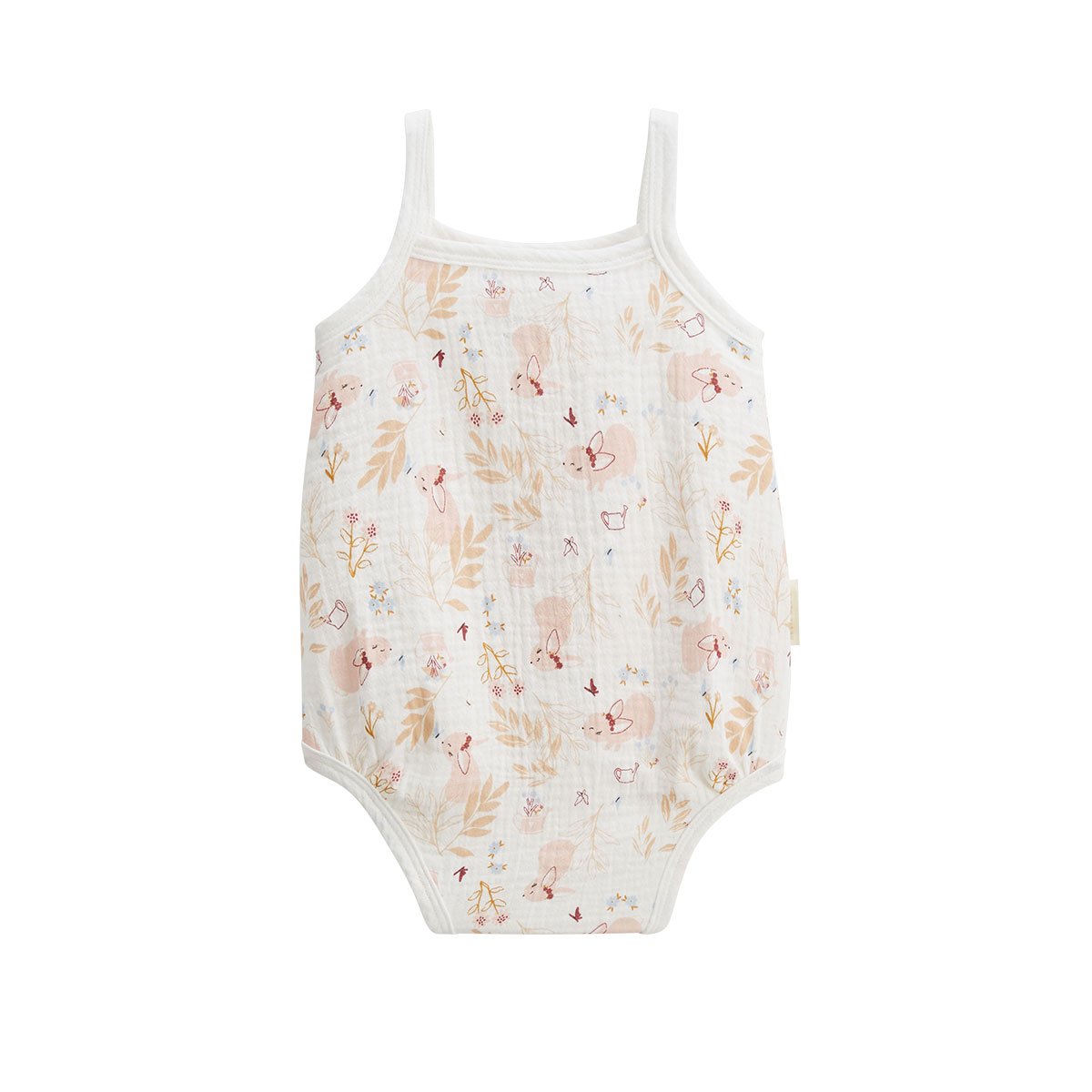 Lot de 2 barboteuses bloomer bébé en gaze de coton Praline ecru, PETIT BEGUIN