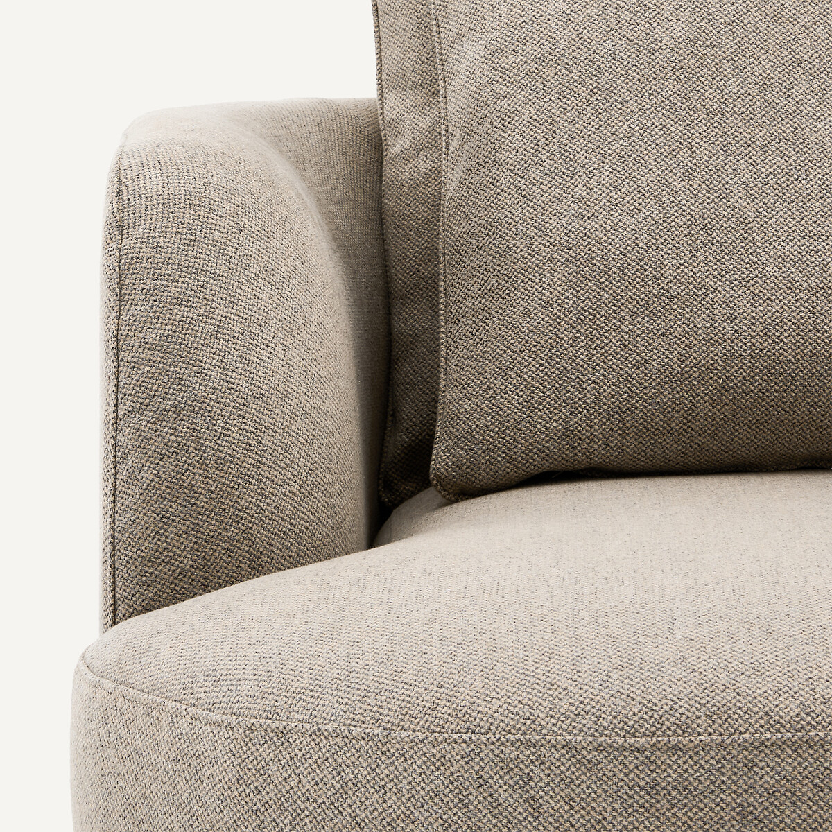Linkes, abgerundetes, modulares Halbsofa aus Tweed, TIBERIO natur/hellgrau, AM.PM