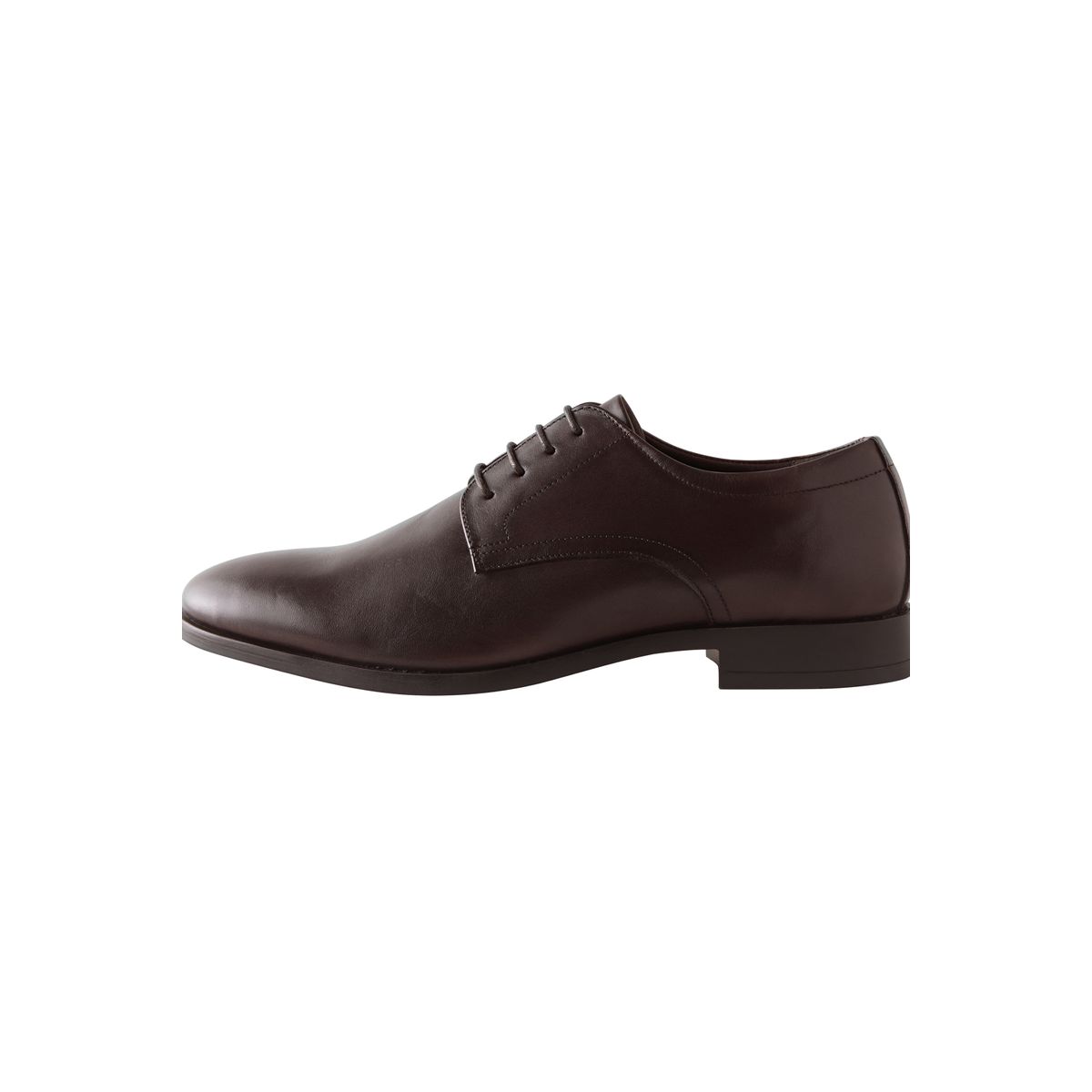 Chaussures derby uni en cuir marron, NEXT