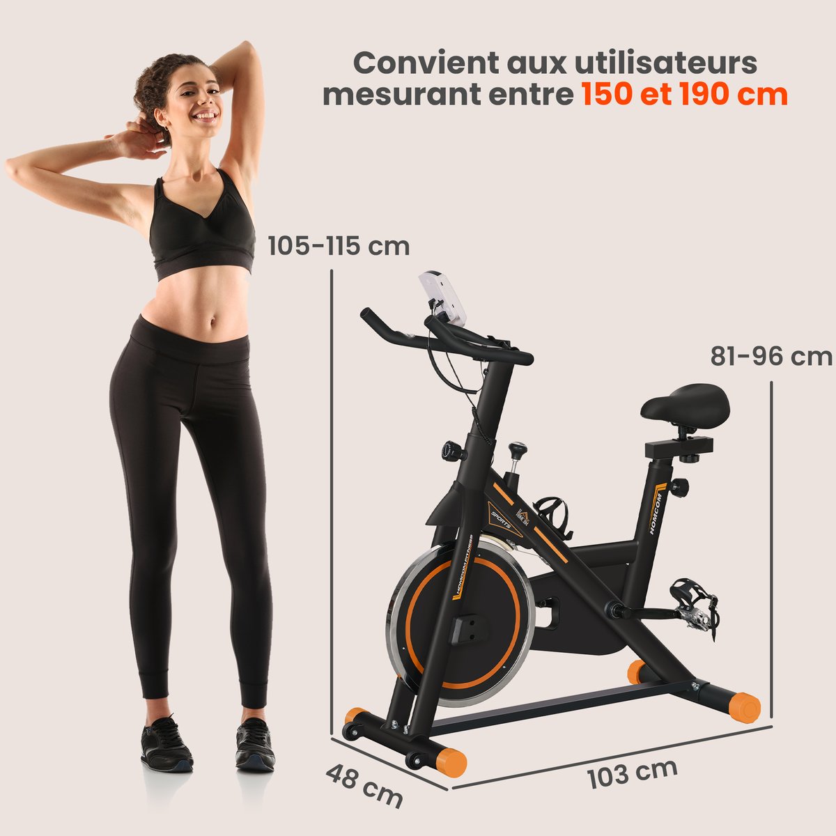 Vélo d'appartement Acier Orange noir, HOMCOM