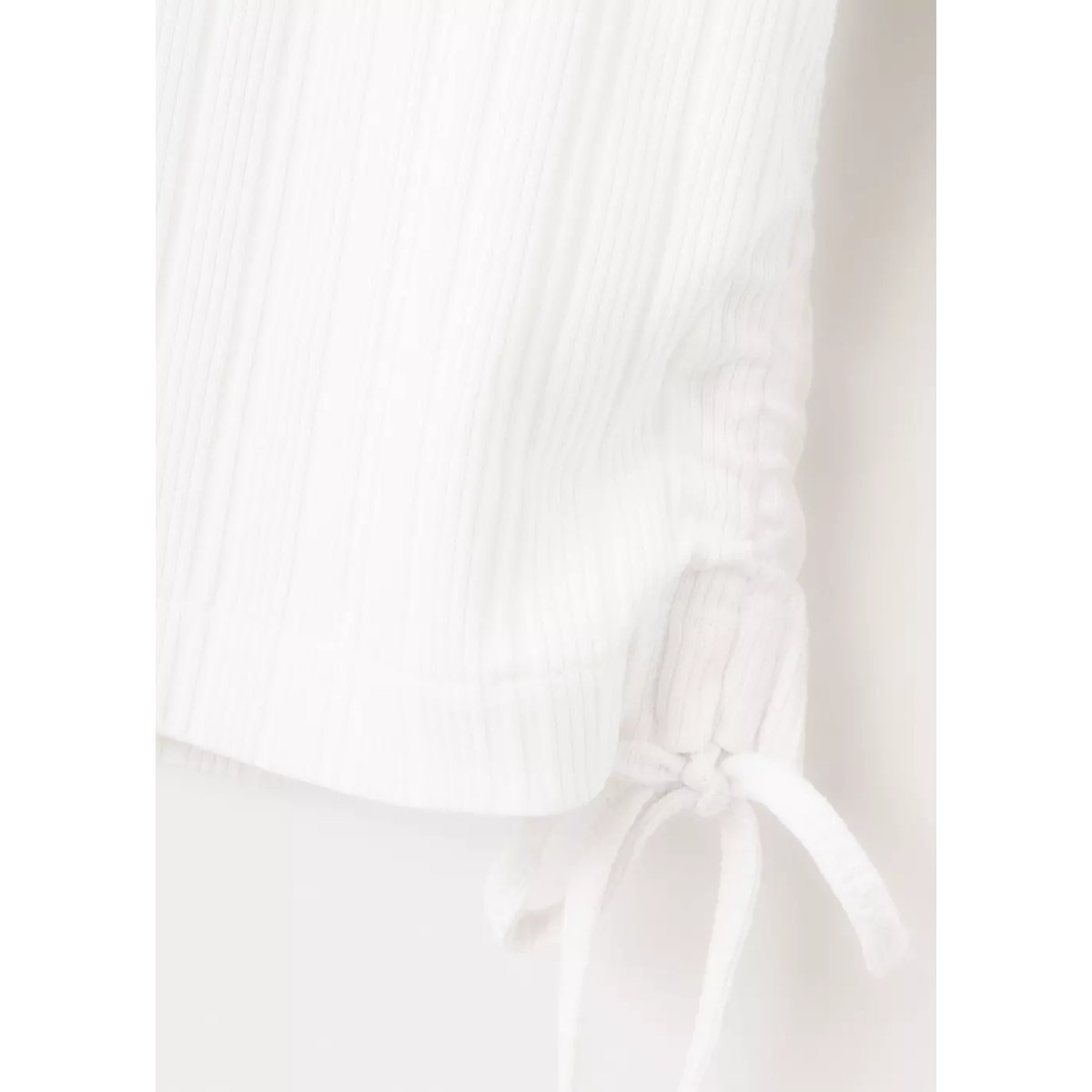 T-shirt côtelé détail froncé blanc cassé, MANGO TEEN