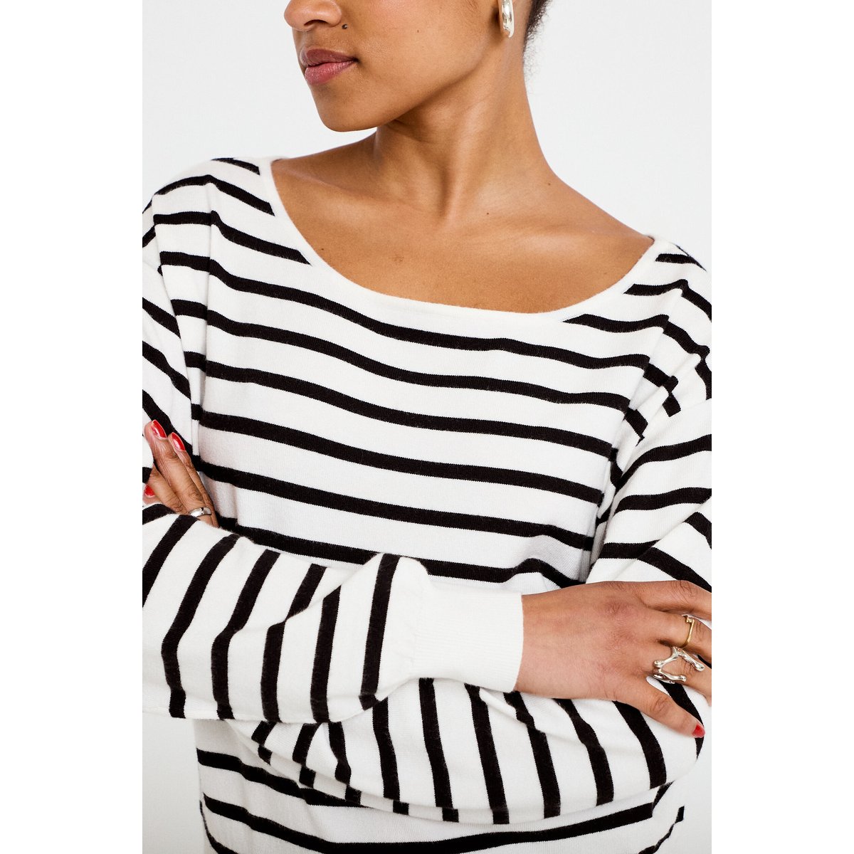 Pull ample manches longues fin blanc, CACHE CACHE