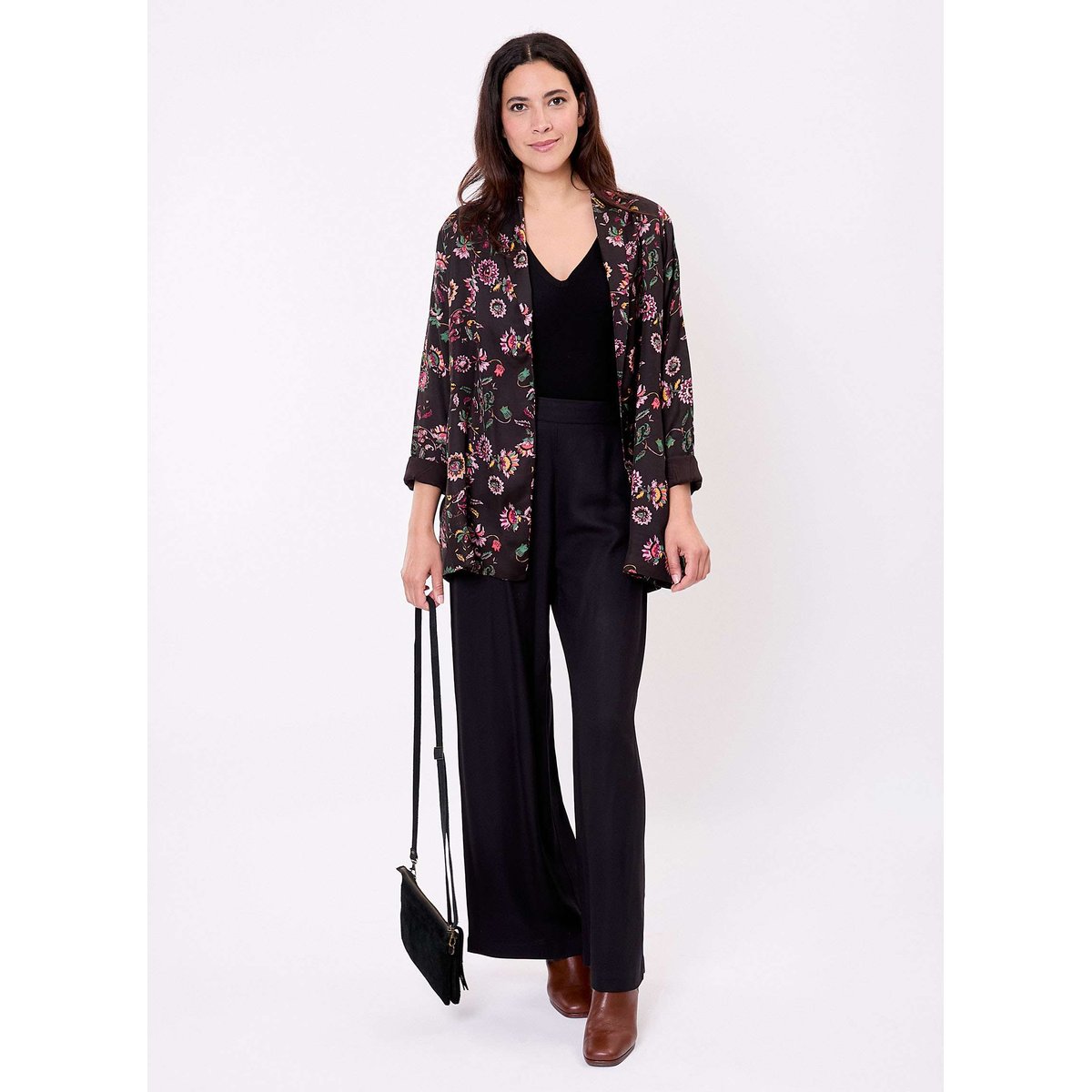 Veste kimono fluide satinée SCARLET noir nokomi, LA FIANCÉE