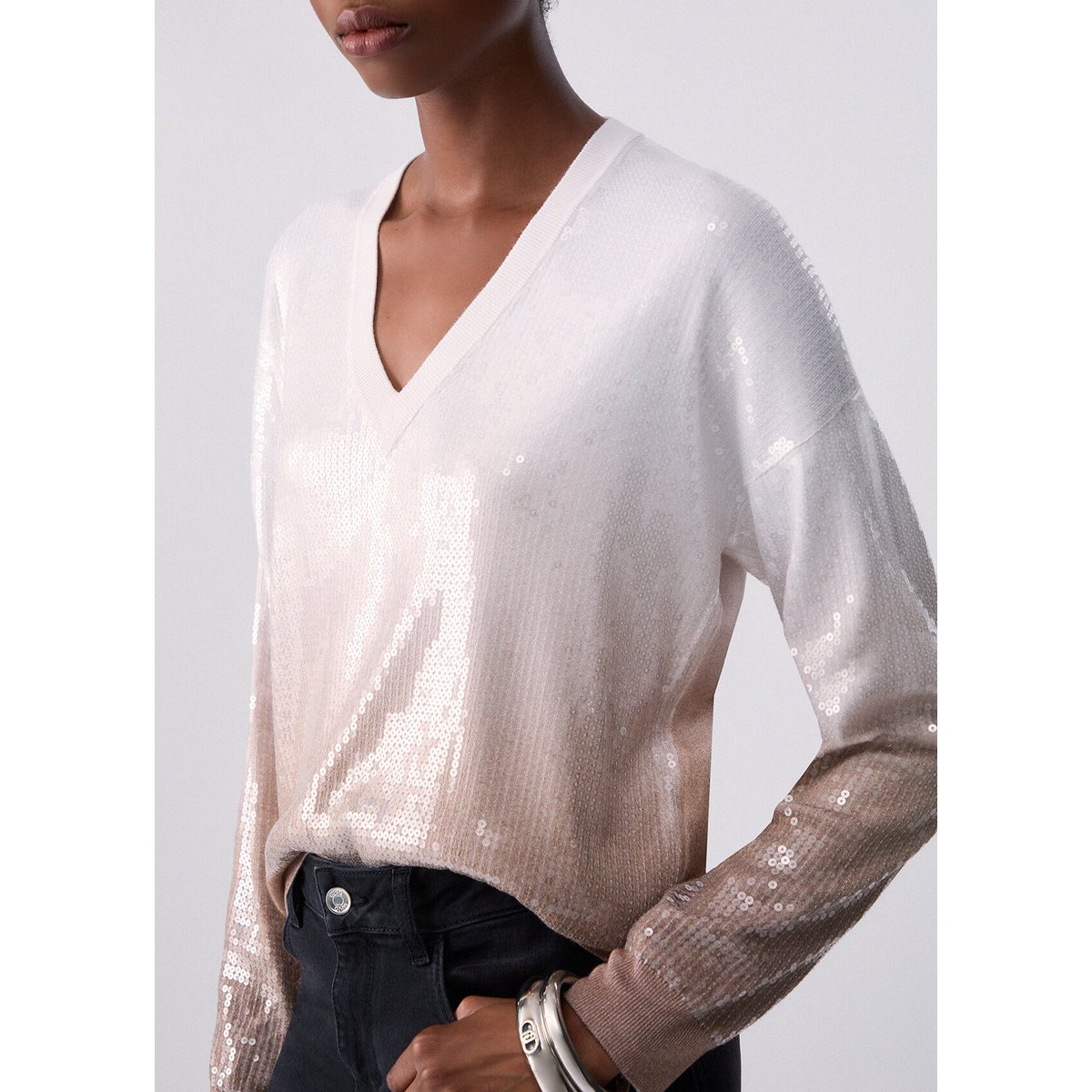 Pull dégradé avec sequins beige, LIU JO