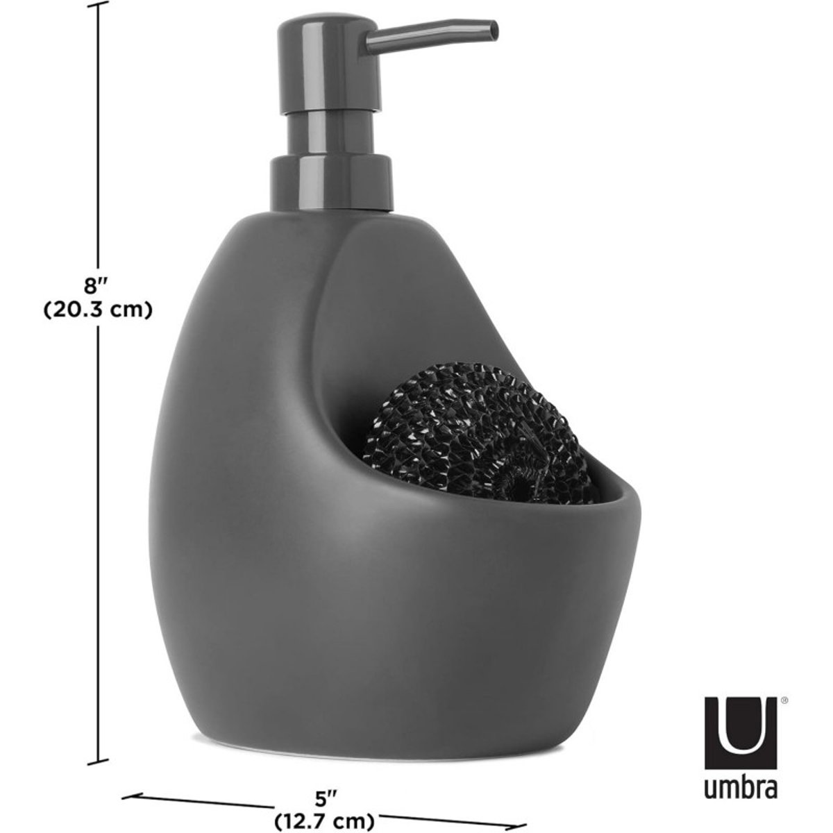 Pompe à savon de cuisine et porte éponge  JOEY gris, UMBRA