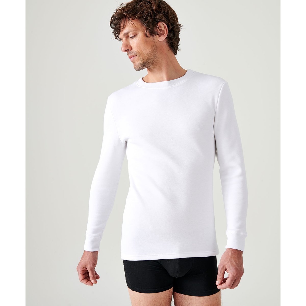 T-shirt en molleton gratté Thermolactyl blanc, DAMART