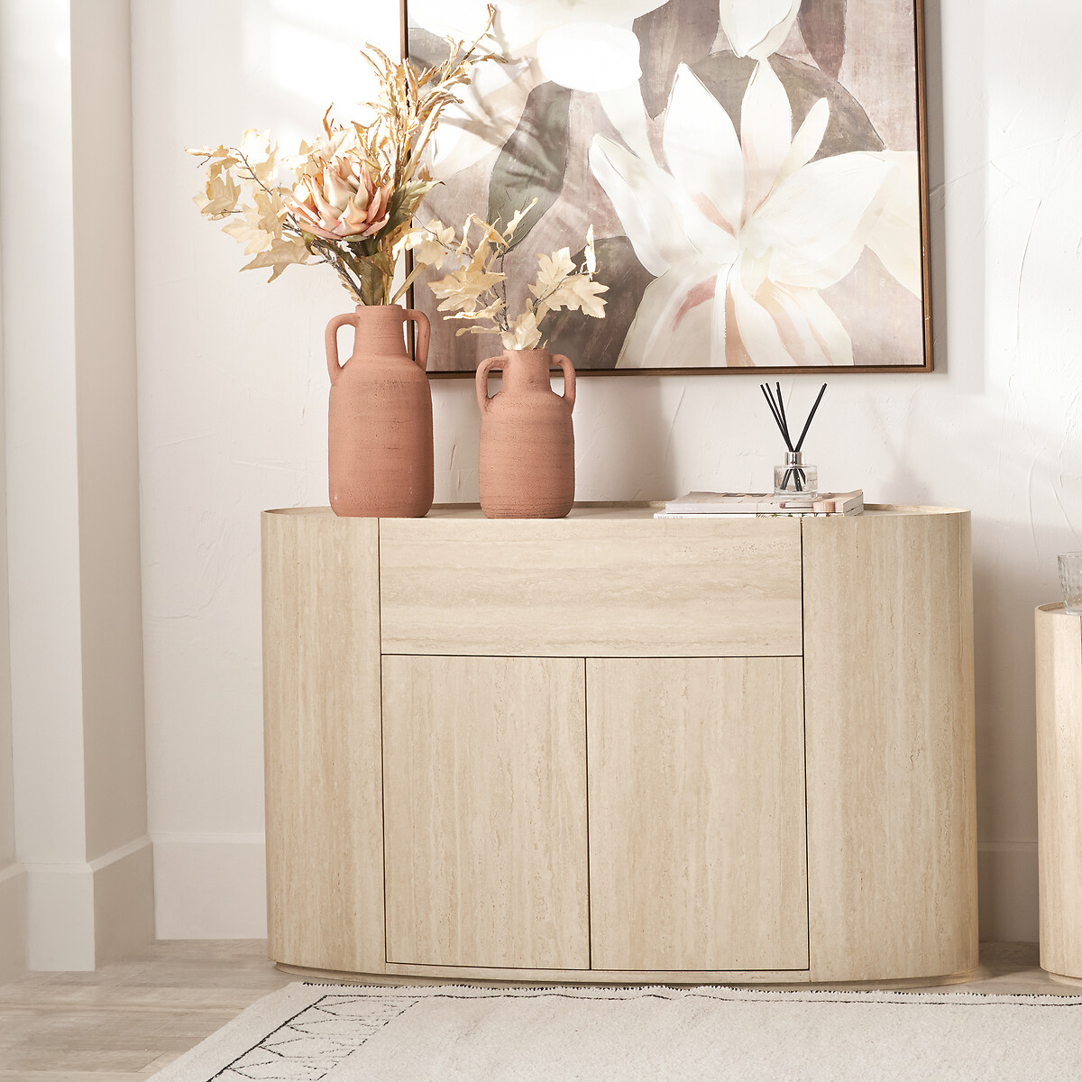 Tazio 2-Door Faux Travertine Sideboard travertine, SO'HOME