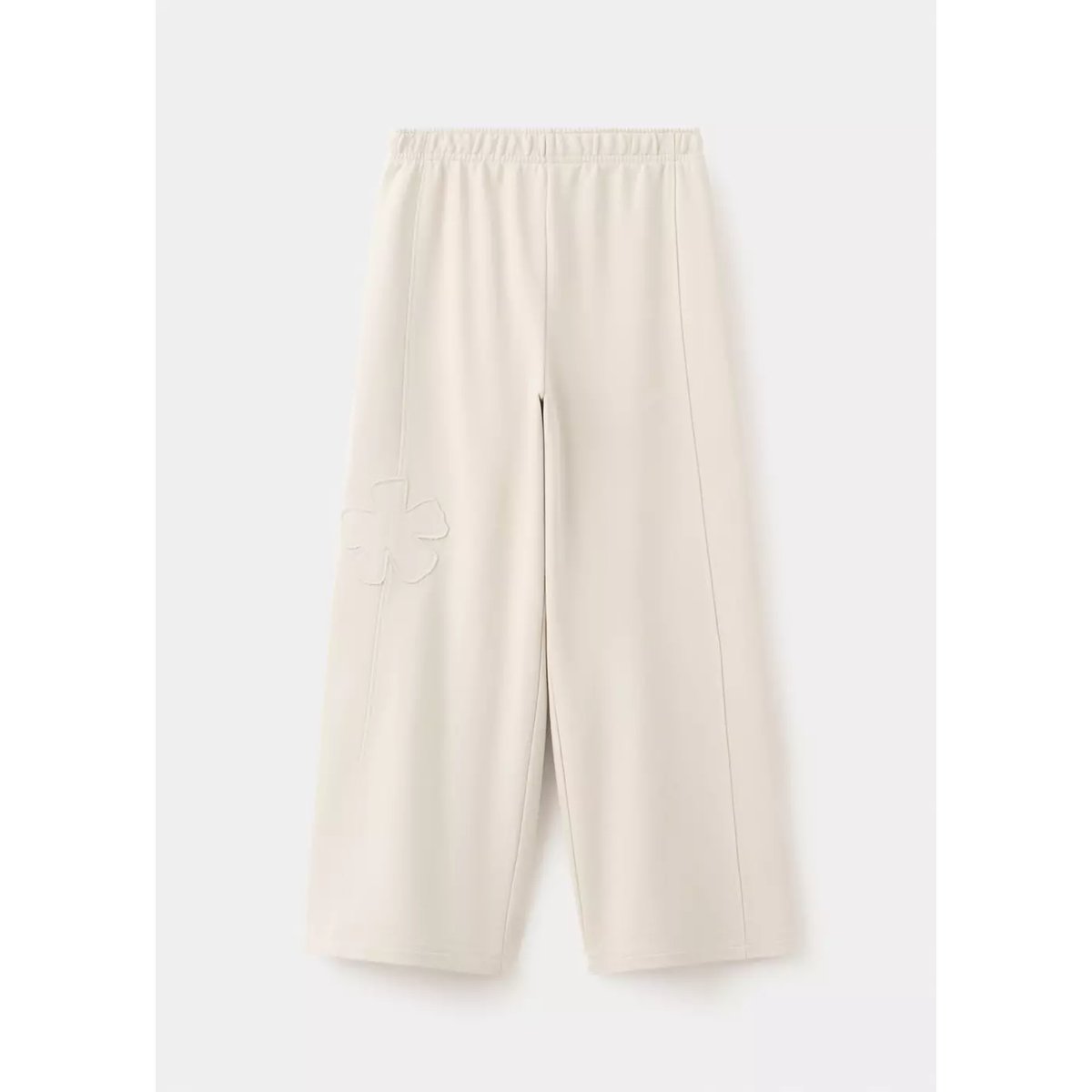 Pantalon jogger avec fleur brodée écru, MANGO KIDS