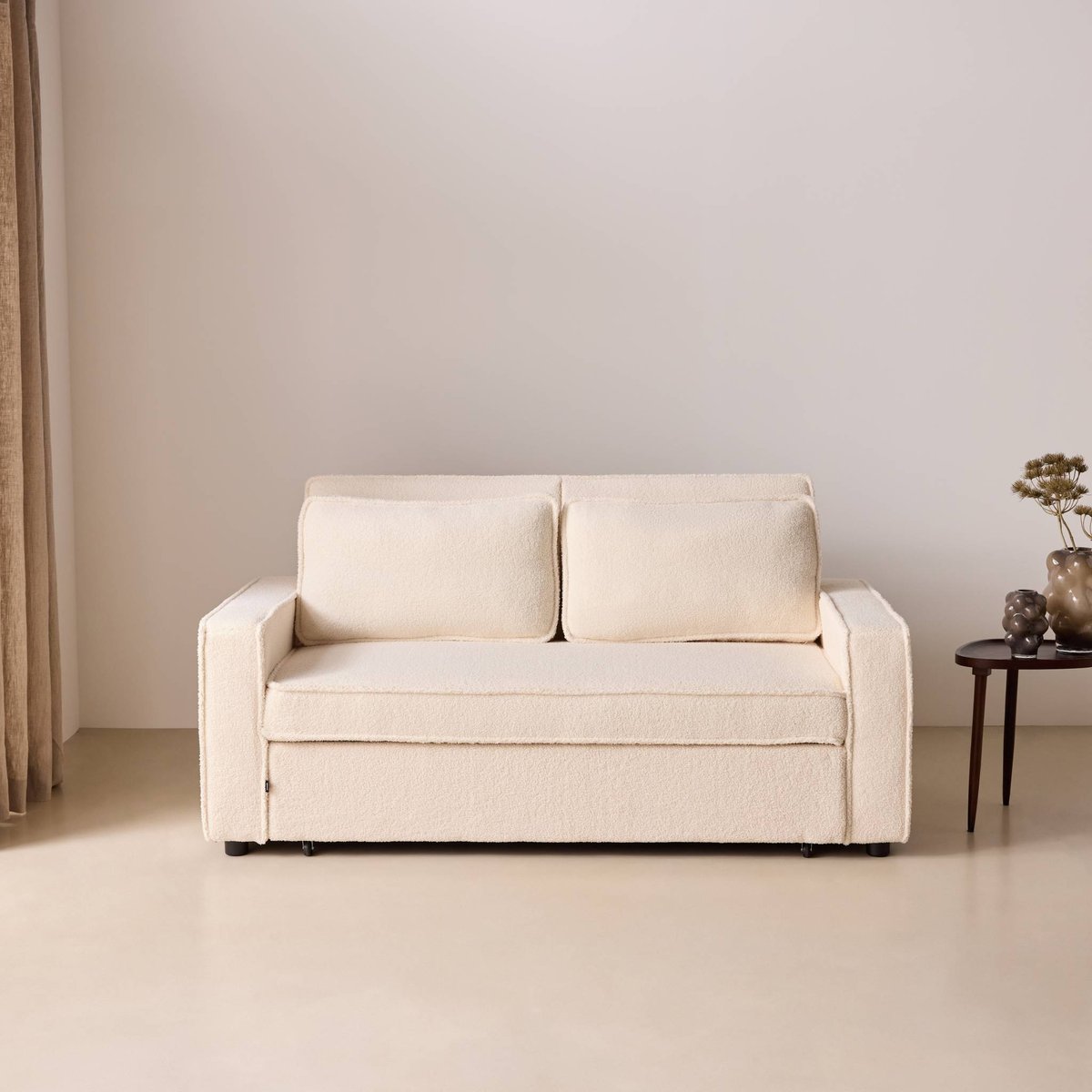 Canapé convertible 2 places bouclette CHILL crème, SWEEEK