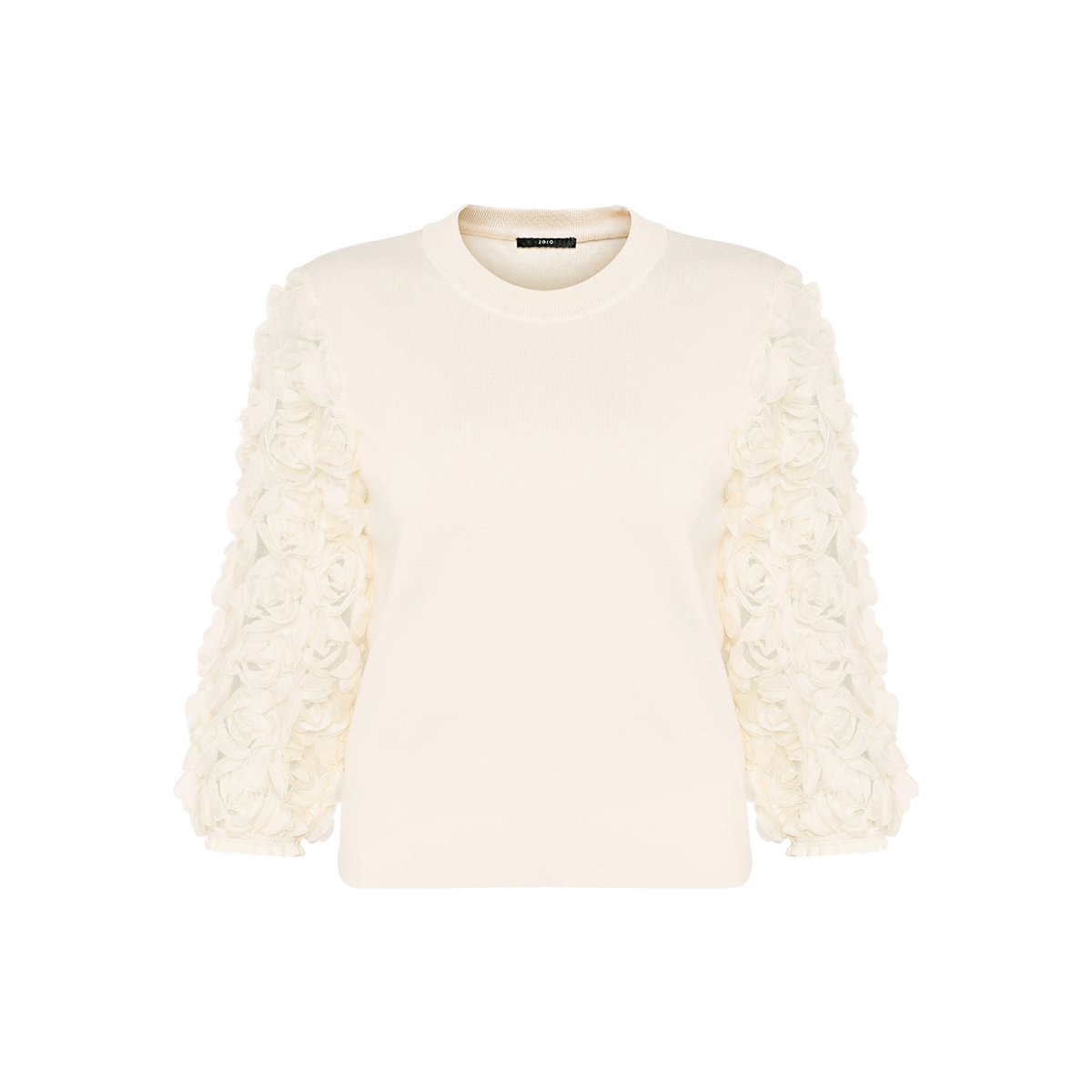 Pull-over en fine maille à manches en dentelle eggnog, ZERO