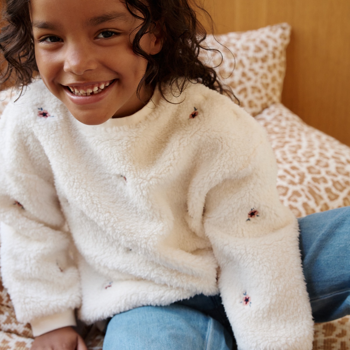 Sweat-shirt bébé en sherpa Cléo vanille, PETIT BEGUIN
