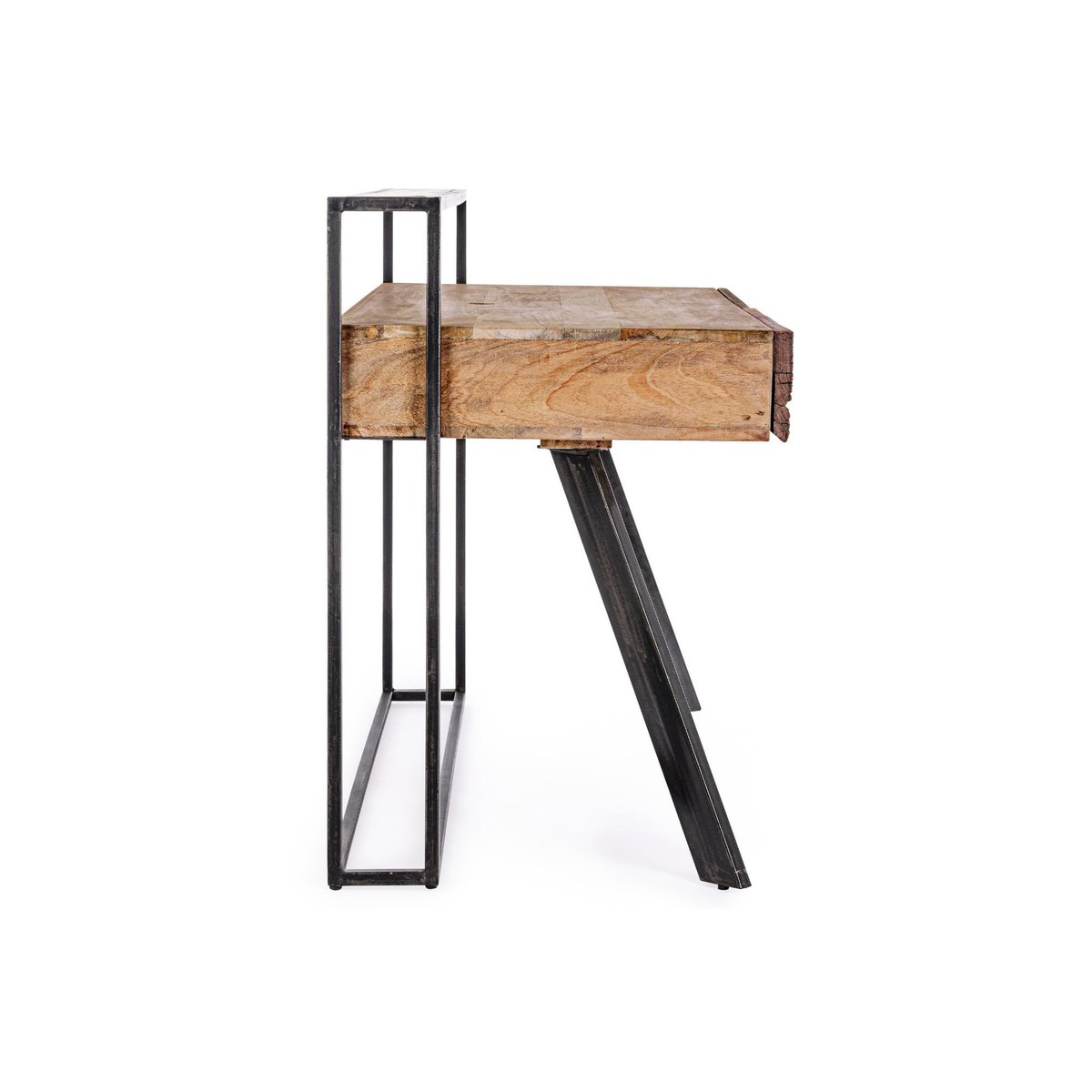 Bureau design en bois de manguier et métal noir 2 tiroirs - COROT bois foncé, HELLIN, DEPUIS 1862
