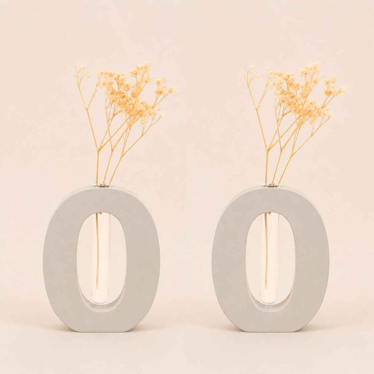 Lot de 2 vases forme O, H12cm blanc, ORNAMI