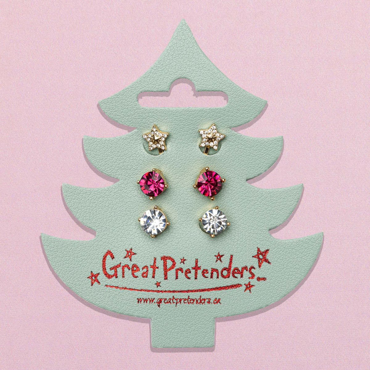 Set de 3 paires de boucles d'oreilles clips Princesse rouge, GREAT PRETENDERS