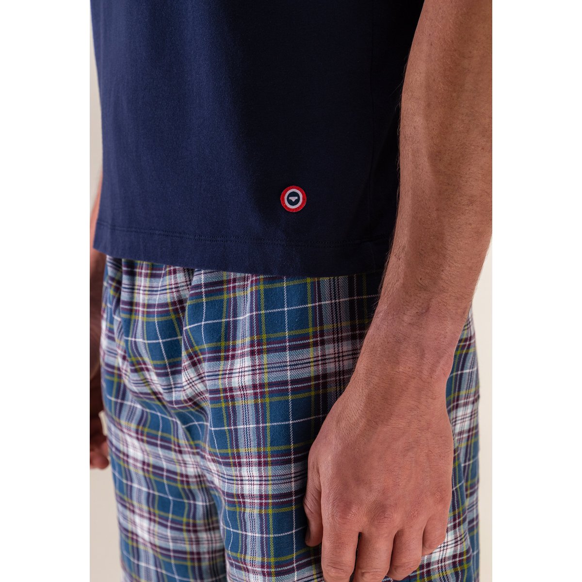 Ensemble pyjama haut et short en coton FORMIDABLEJACOB marine tartan canard, LE SLIP FRANCAIS