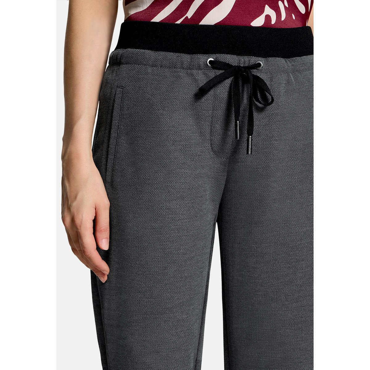 Pantalon à enfiler à motifs gris/noir, BETTY & CO