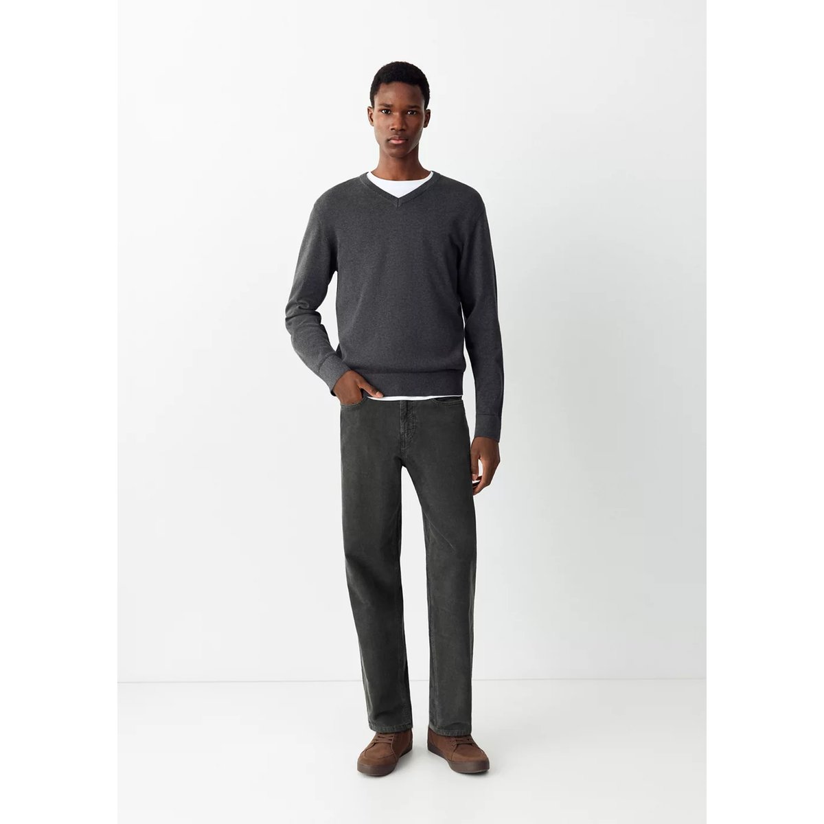 Jean relaxed-fit effet délavé gris anthracite, MANGO TEEN