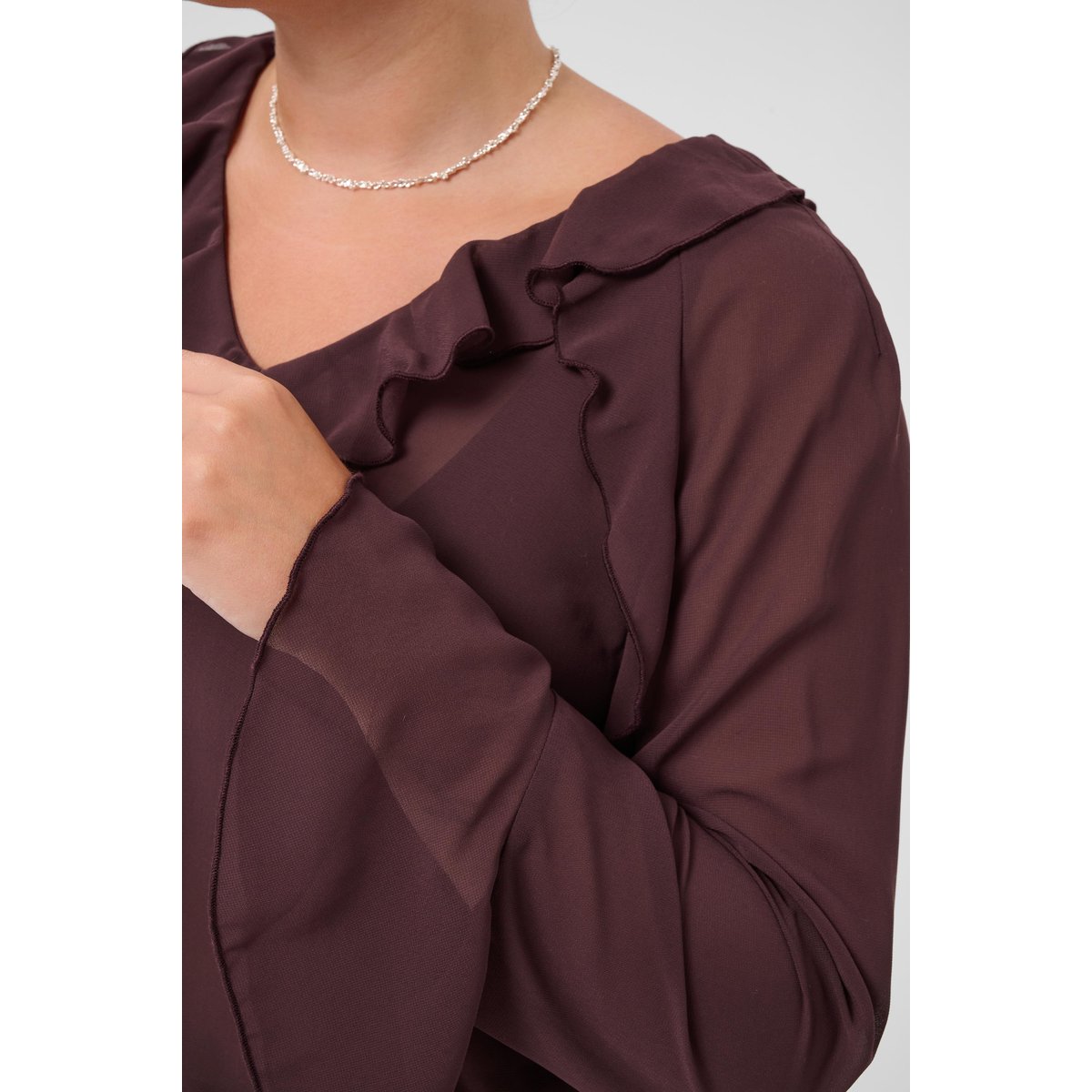 Blouse à manches longues bordeaux fudge, KAFFE CURVE