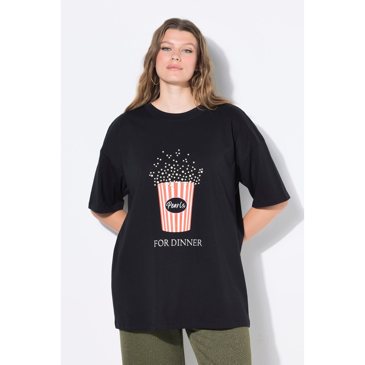 T-shirt oversize avec imprimé pop-corn et noir, STUDIO UNTOLD
