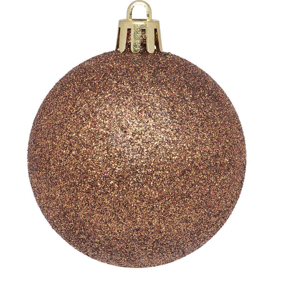 Lot de 25 boules de Noël D.6 cm JOKLI marron, ATMOSPHERA