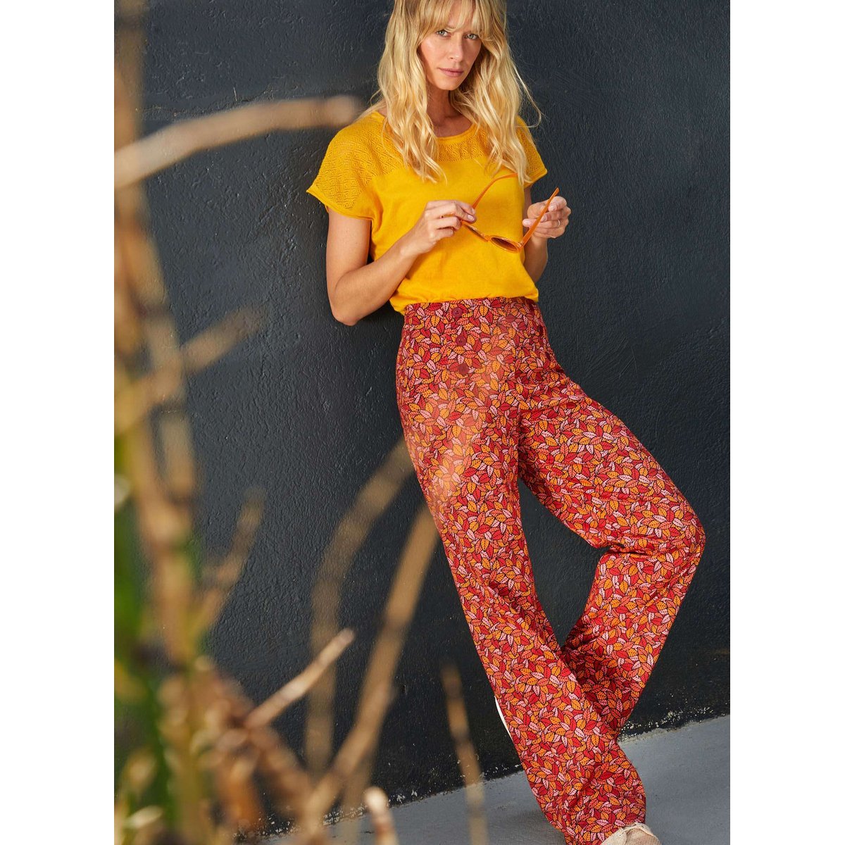 Pantalon ample coton ASLINE orange mandarine nipuni, LA FIANCÉE