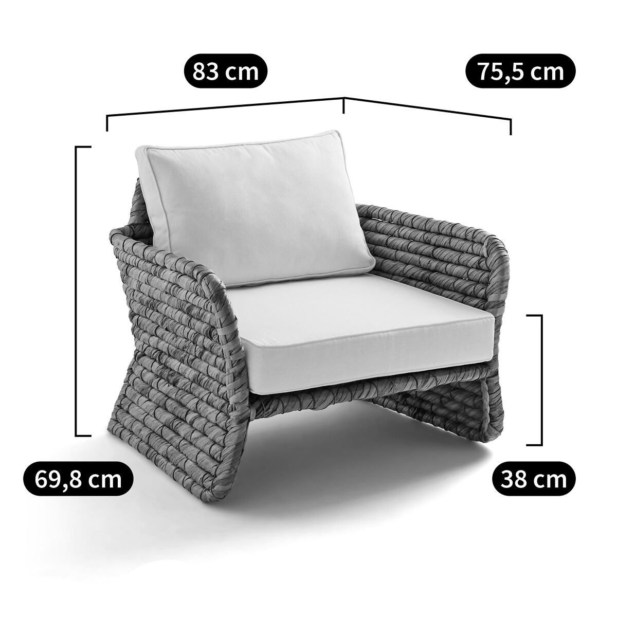 Tuin fauteuil geweven waterhyacint, Galbo naturel, AM.PM
