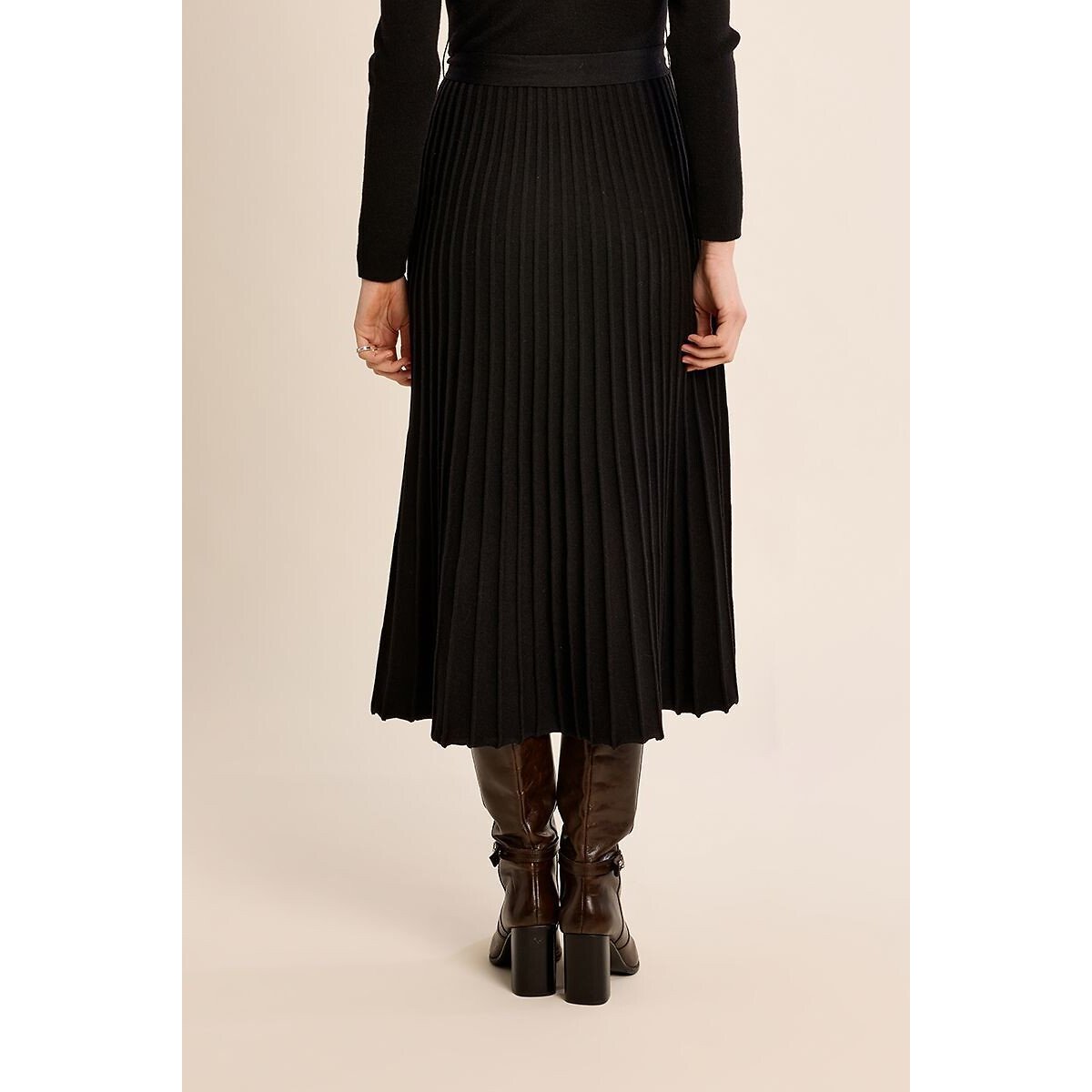 Abito lungo in maglia con cintura nero , MOLLY BRACKEN