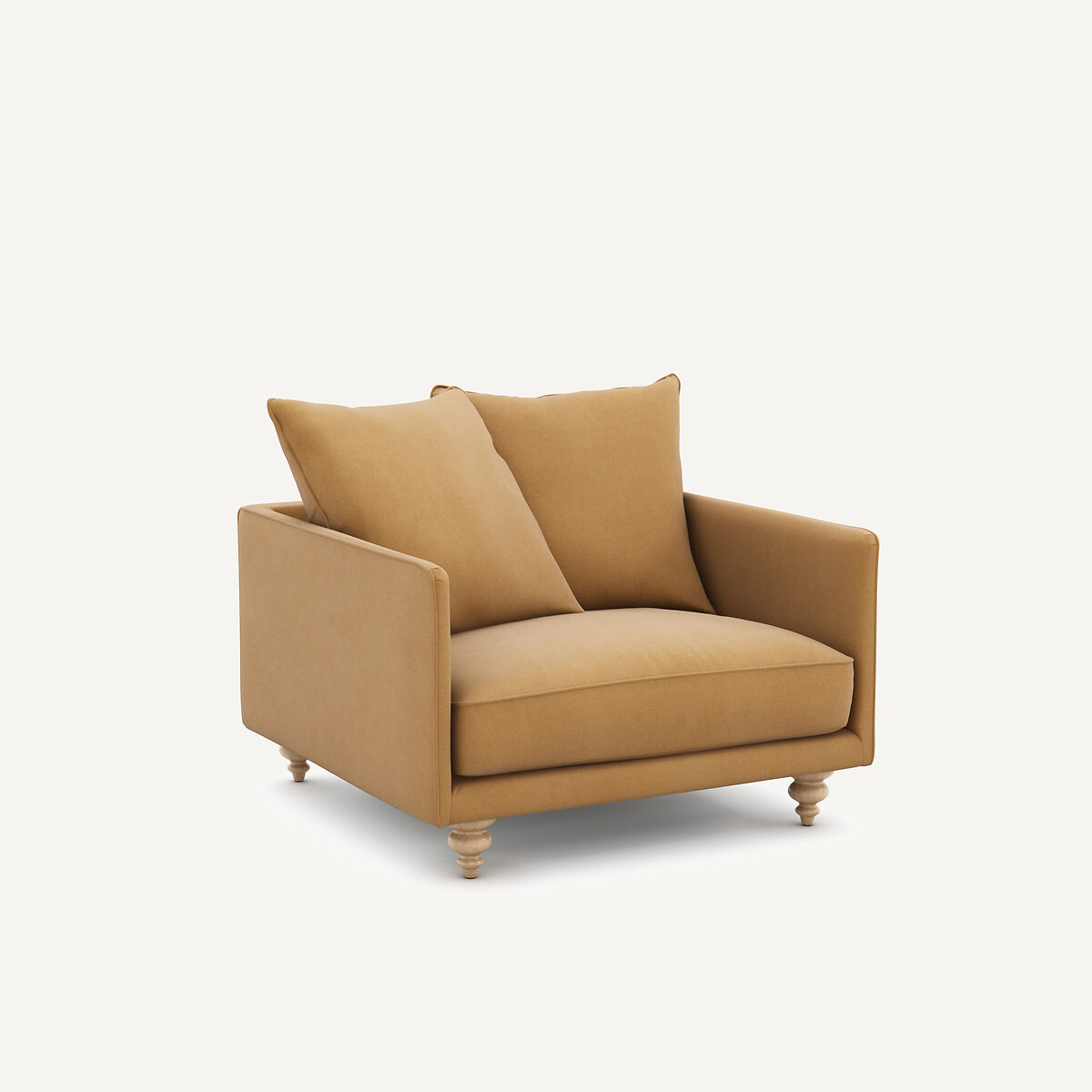 Fauteuil en velours de lin, LAZARE caramel, AM.PM