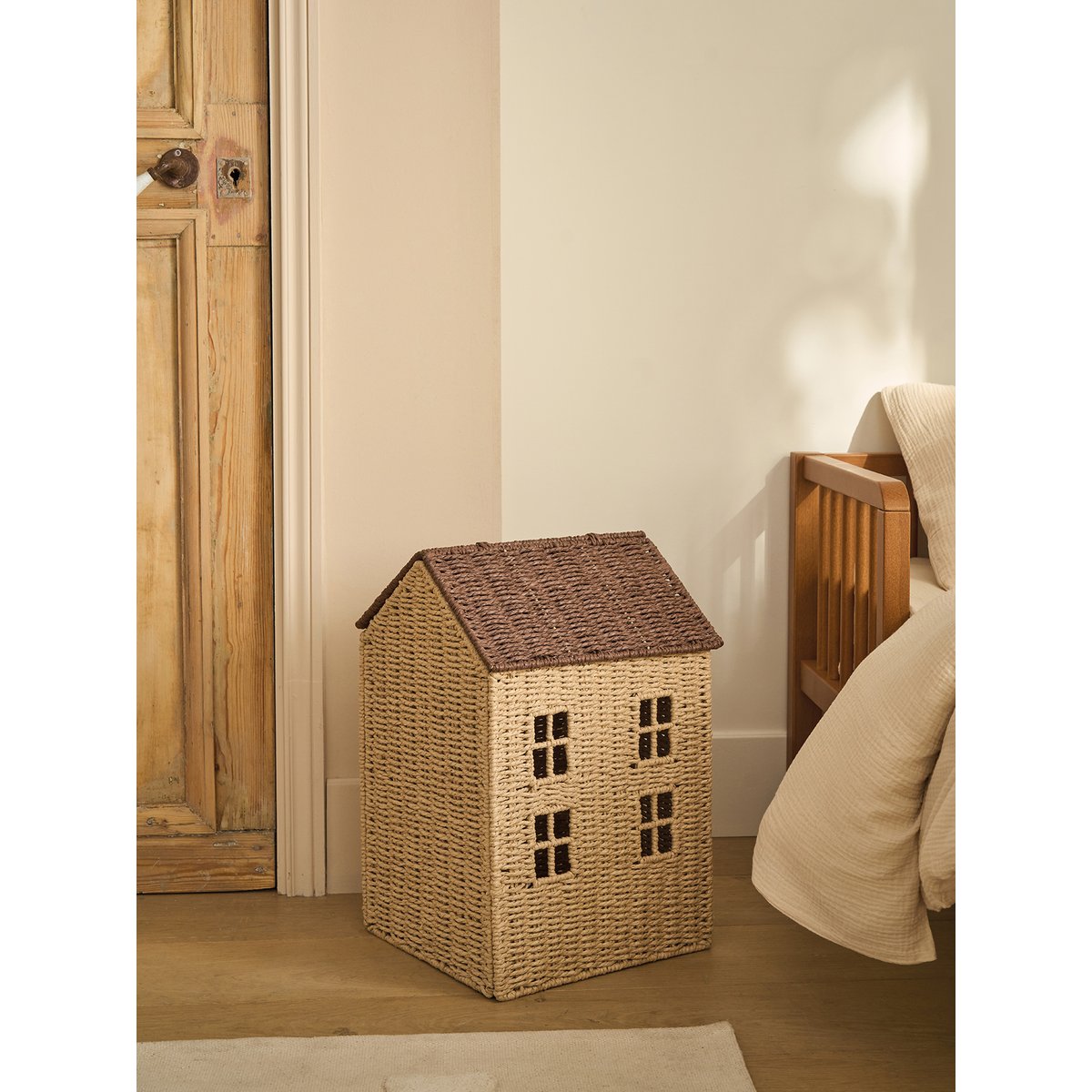 Panier Maison en corde de papier beige, VERTBAUDET