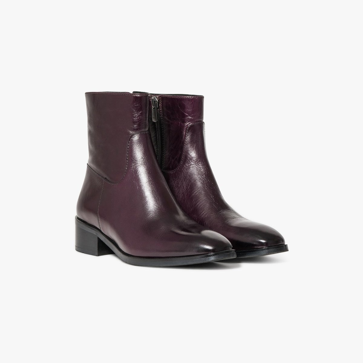 Boots À Talon en cuir MAGGIE violet pourpre, BOCAGE