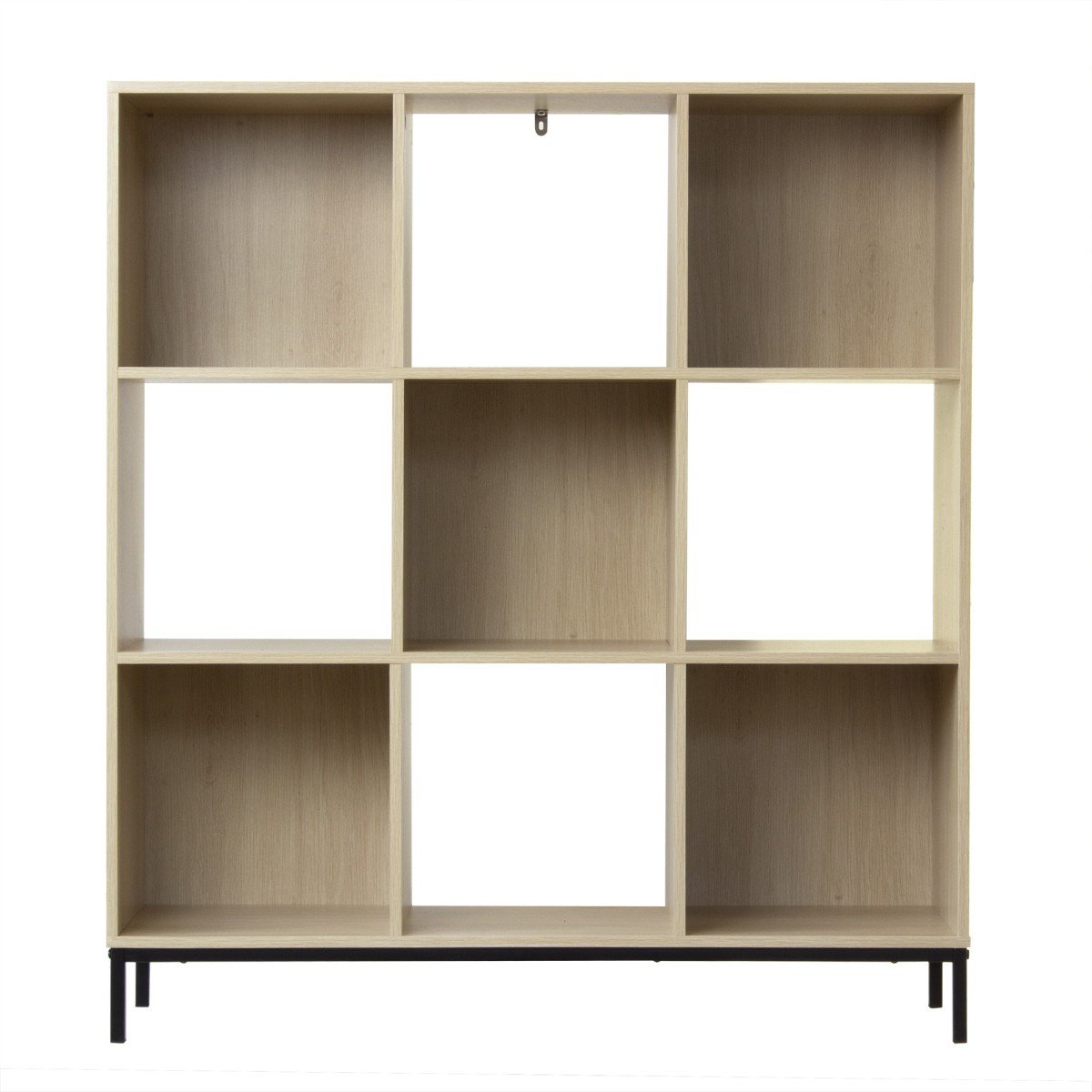 Etagère de rangement 9 cases avec pieds métal bois clair, CALICOSY