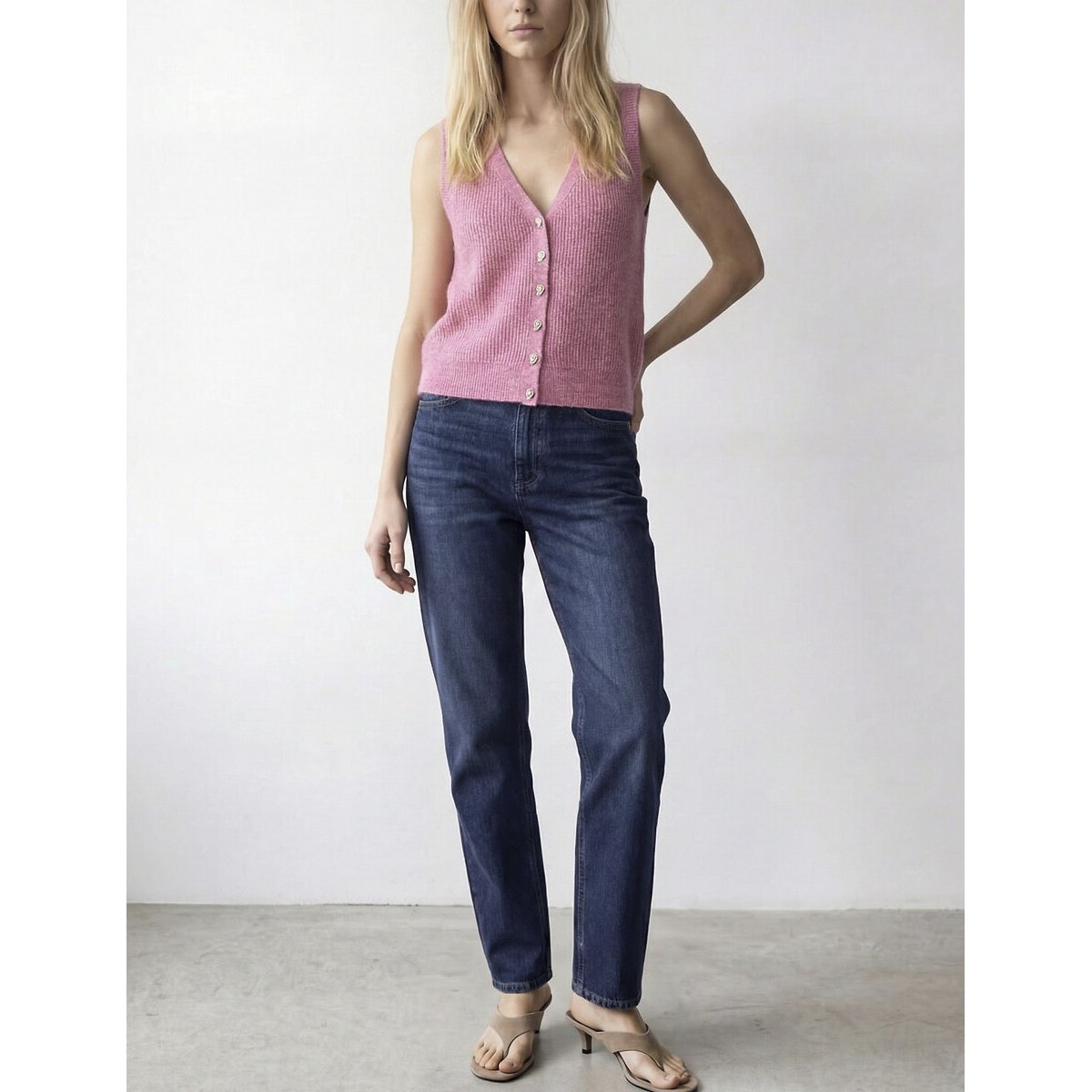 Gilet sans manches col v rose, VILA
