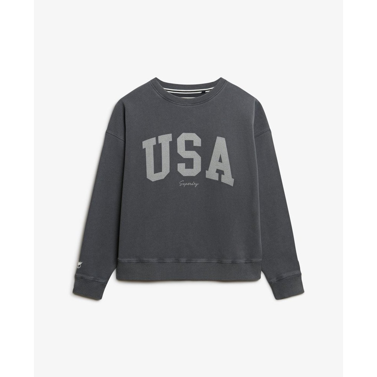 Athletic Essentials Sweat-shirt Ample Col Rond anthracite, SUPERDRY