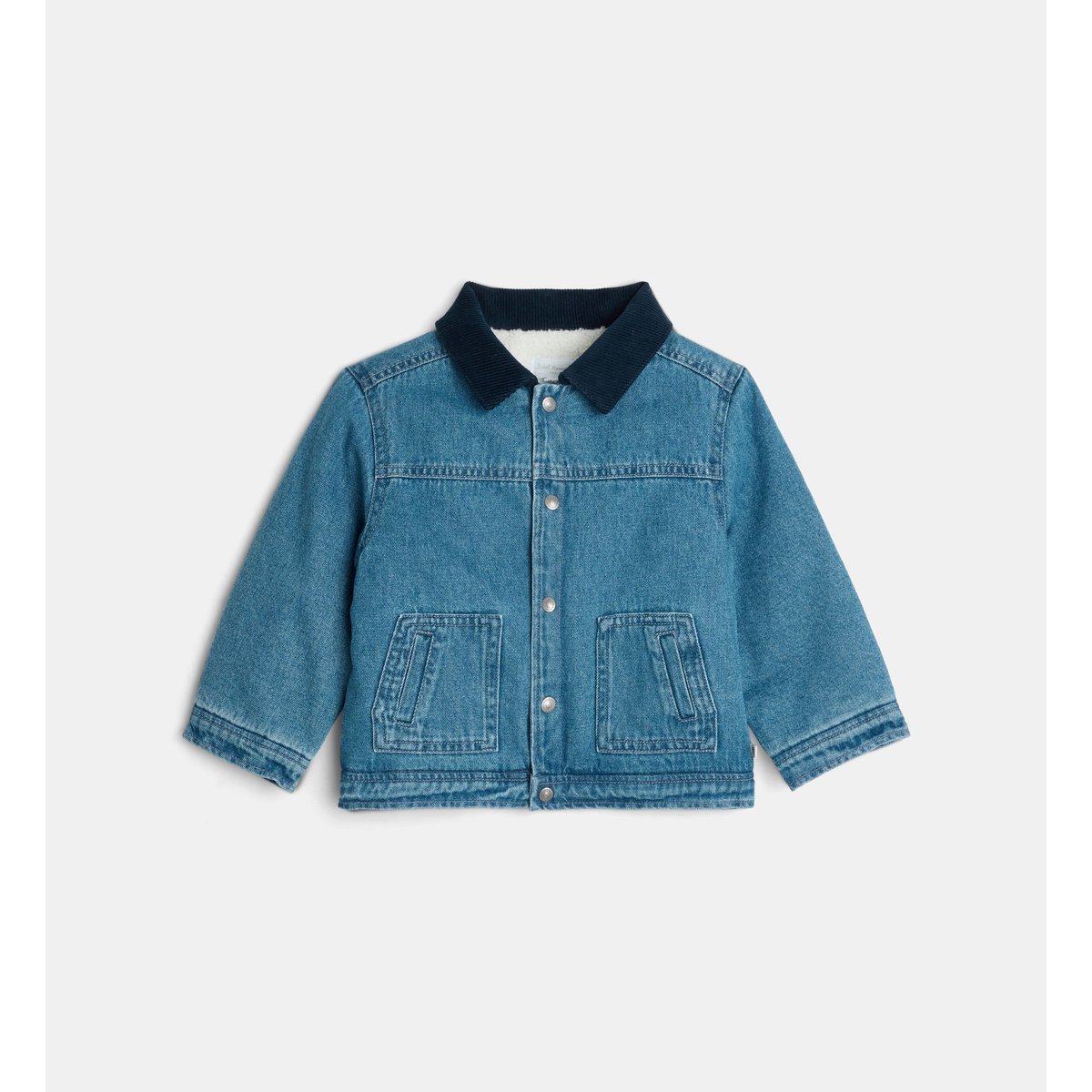 Veste droite tatard en denim de coton bio bleu moyen, CADET ROUSSELLE