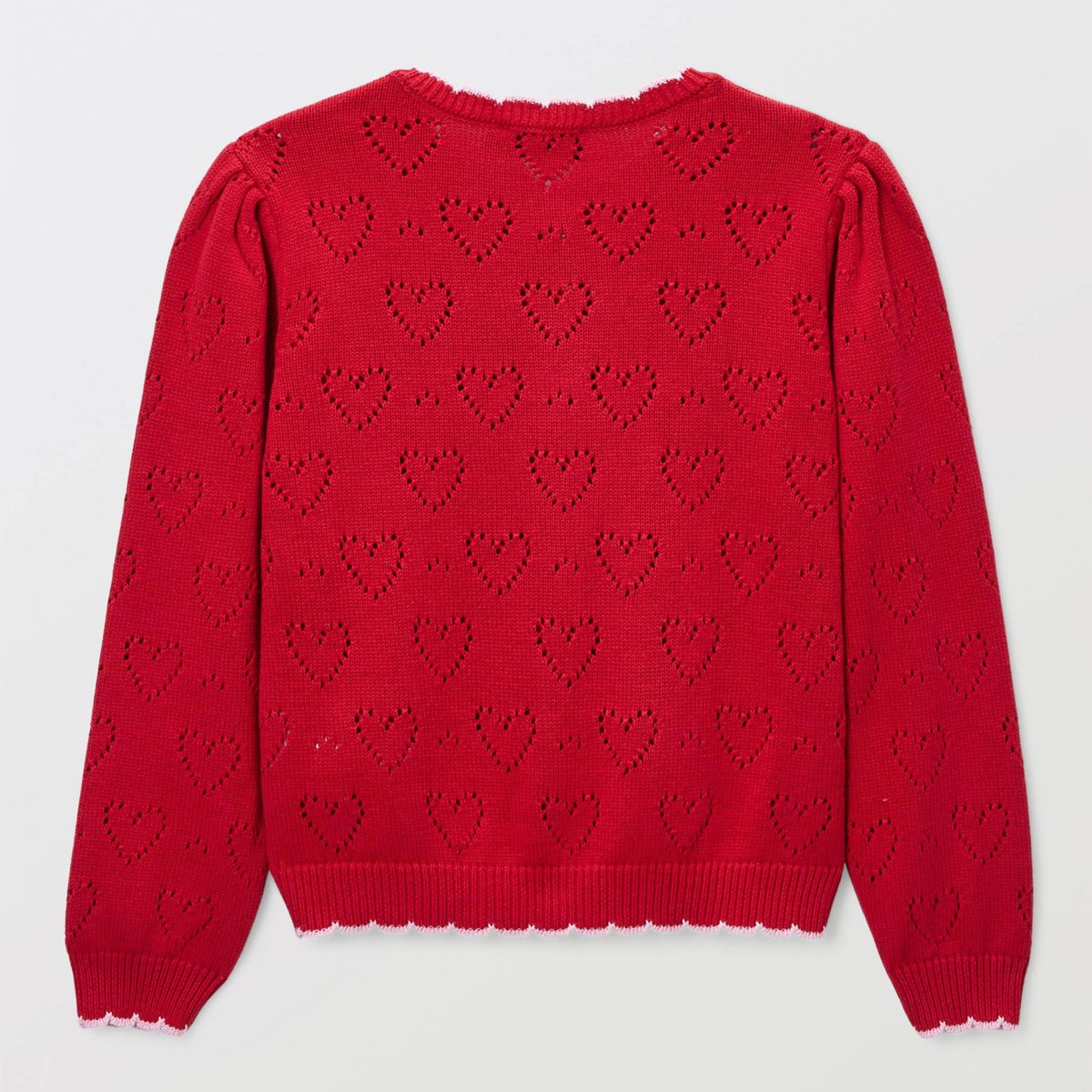 Cardigan uni ajouré en coton goyave, MONOPRIX