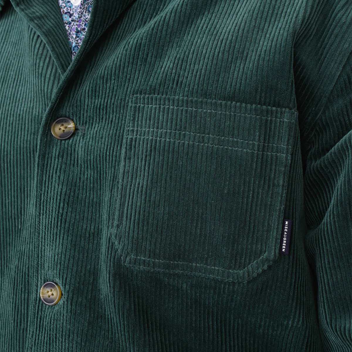 Veste peintre en velours côtelé kaki clair, MISE AU GREEN