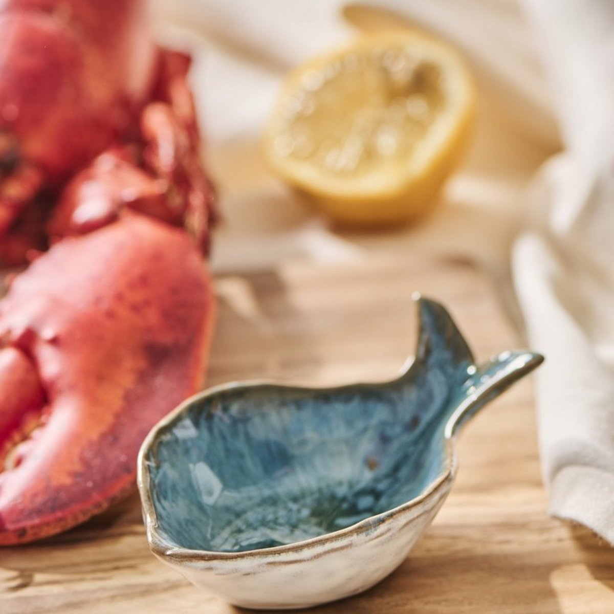Petit bol forme de poisson grès bleu turquoise, IB LAURSEN