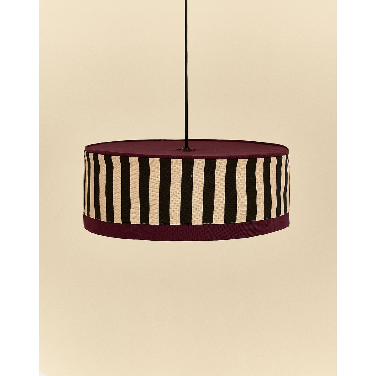 Abat-jour pour suspension diam. 50cm Paul rayures noires et sable, NOBODINOZ