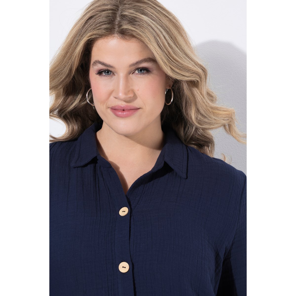 Chemisier en mousseline de coton bio marine, ULLA POPKEN
