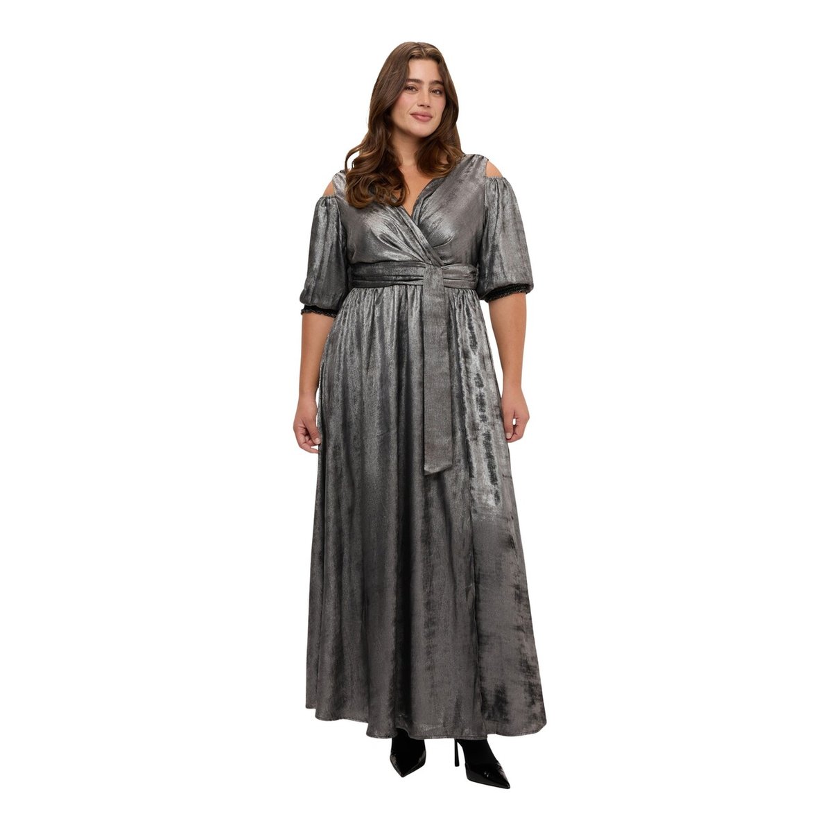 Robe croisée avec cut out gris, FIORELLA RUBINO