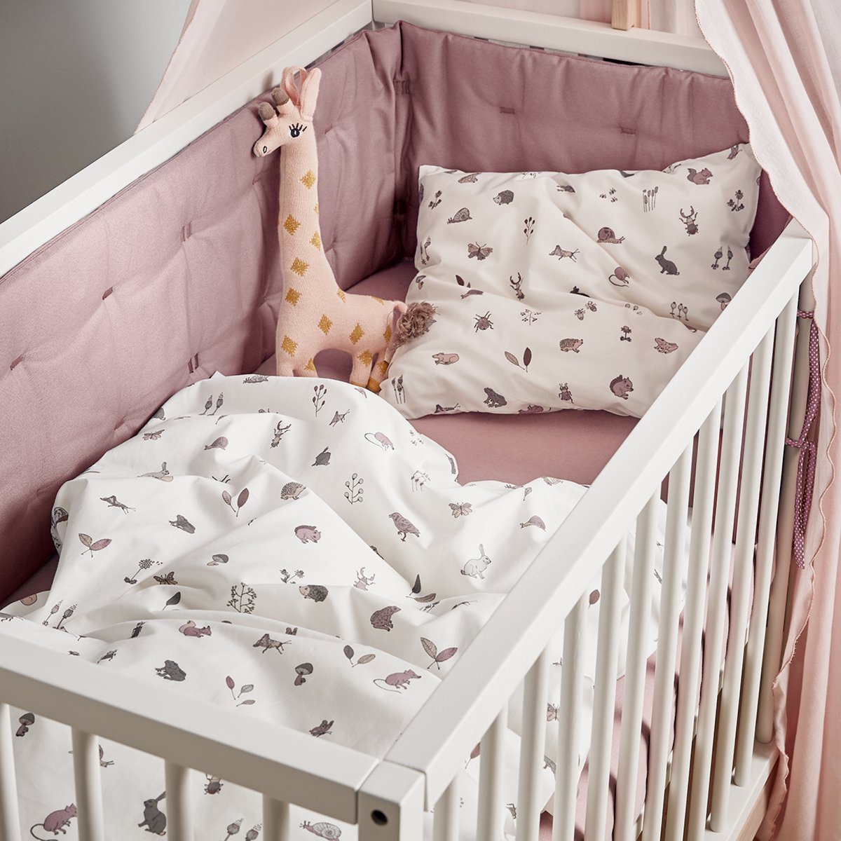 Tour de lit Linea et Luna en coton bio blanc, LEANDER