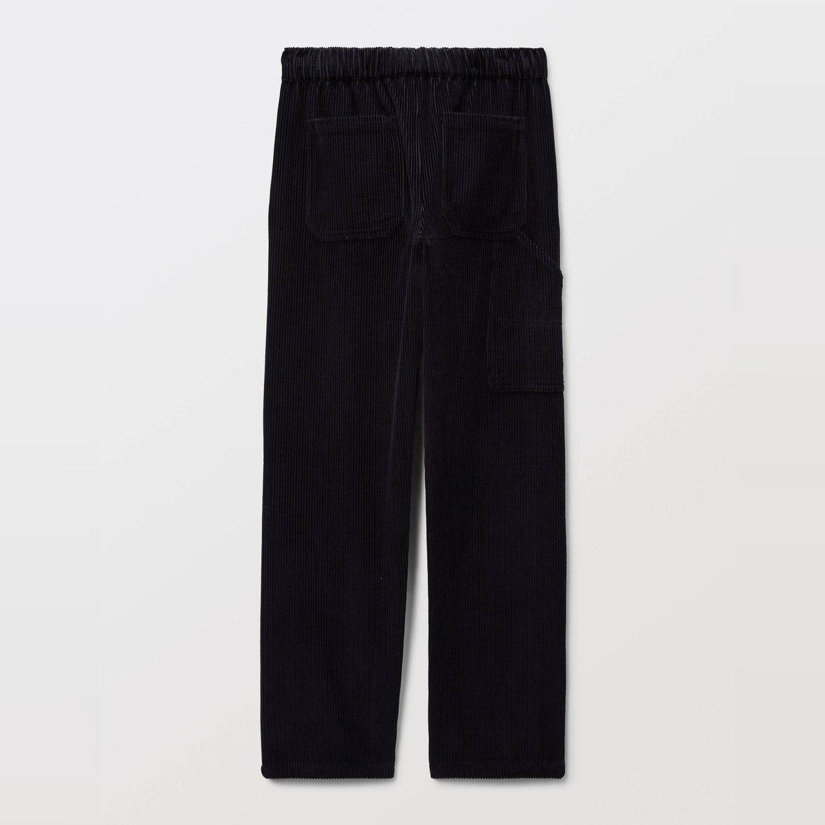 Pantalon droit élastiqué en velours côtelé marine, MONOPRIX