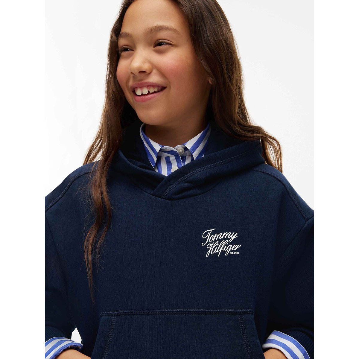 Sweat à capuche en molleton bleu marine, TOMMY HILFIGER