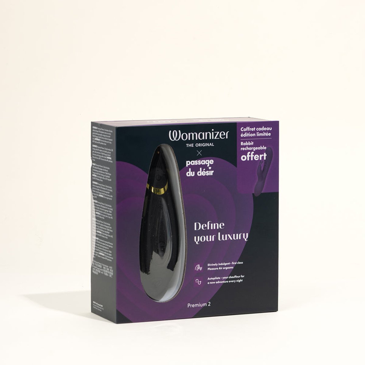 Stimulateur Clitoridien Premium 2-Edition spéciale Premium 2 + Rabbit noir, WOMANIZER